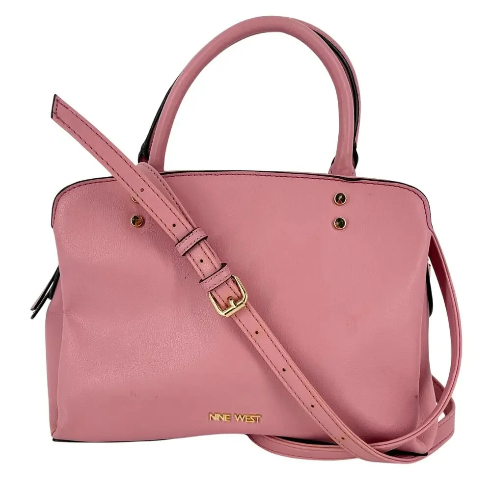 Nine West pink purse handbag satchel with removeable crossbody strap
